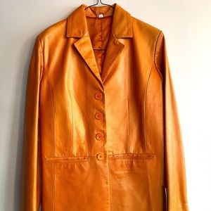 Vintage Eau De Cuir Unique Orange Leathe Jacket